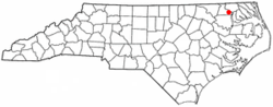 Location of Harrellsville, North Carolina