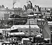 R Logan shipyard and Gleeson's Hotel, Freeman's Bay in 1904