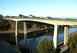 Photograph of the sixth and current Noyo River Bridge, built in 2005