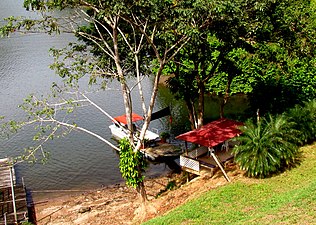 Restaurant with open-air, covered seating at Dos Bocas