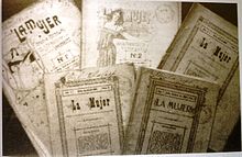 Issues of La Mujer, the first feminist magazine in Ecuador