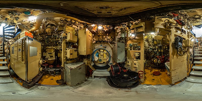 Panorama of the submarine's interior.