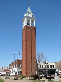 Marion clock tower in the town square