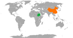 Map indicating locations of Sudan and China