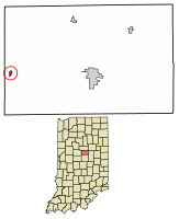 Location of Kempton in Tipton County, Indiana.