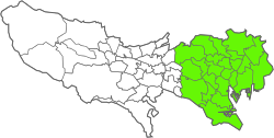 Map of Tokyo with special wards in green