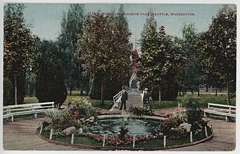 Madison Park fountain and bathing pavilion, c. 1910