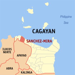 Map of Cagayan with Sanchez-Mira highlighted