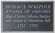 Memorial plaque to Horace Walpole