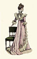 Tea gown with a Watteau back, December 1899. Published in La Mode illustré.