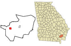 Location in Brantley County and the state of Georgia