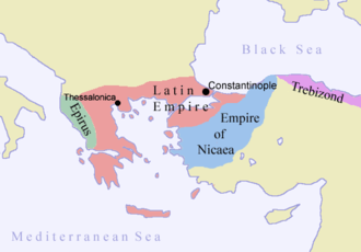 Map showing the Latin Empire and the Byzantine successor states