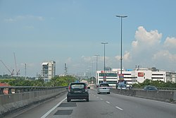 View of the tower (left) and Subang Medical Centre (right) from the Subang–Kelana Jaya Link