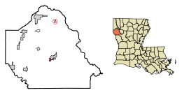 Location of South Mansfield in De Soto Parish, Louisiana.