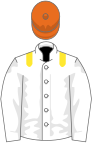 White, yellow epaulettes, white sleeves, orange cap