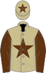 Beige, brown star, sleeves and star on cap