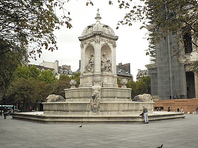 Fontaine de Saint-Sulpice, Place Saint-Sulpice, (1843-1848), Louis Visconti, architect.