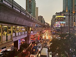 Sukhumwit Road intersection with the Asok Montri Road in Watthana District to the right