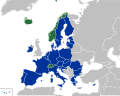 European Union (in blue) and European Free Trade Association (in green)