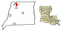 Location of Norwood in East Feliciana Parish, Louisiana.