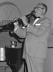 Joe Darensbourg playing clarinet at the Palais Royal in South Bend, Indiana, 1963