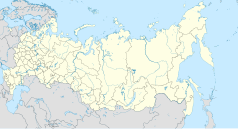 Mapa konturowa Rosji, blisko lewej krawiędzi nieco u góry znajduje się punkt z opisem „Kaługa”