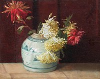 Mary Hiester Reid Chrysanthemums in a Qing Blue and White Vase, 1892