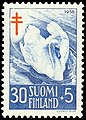 1956 Finnish stamp with a mute swan