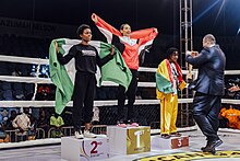 GAMMA medallists on the podium at the 2023 African Games