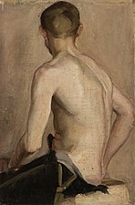 Nikolai Triik (1884‒1940). Seated Male Nude. Ca. 1905. Canvas, oil.