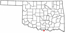 Location of Thackerville, Oklahoma