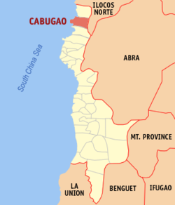Map of Ilocos Sur with Cabugao highlighted