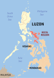Map of the Philippines highlighting the Bicol Region
