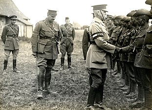 General Sir James Willcocks meets Indian officers near Merville, France
