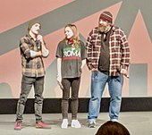 Kyle Gallner, Emily Skeggs, and Adam Carter Rehmeier at the 2020 Sundance Film Festival in Park City, Utah