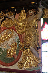 Another of the caryatides. Here we are afforded a good view of the tableau showing Moses receiving the ten commandments