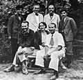 Ghirshman's team in Sialk in 1934; seated from R to L: Roman Ghirshman, Tania Ghirshman, and Dr. Contenau.