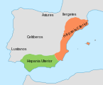 First division of Hispania into two provinces: Citerior and Ulterior.