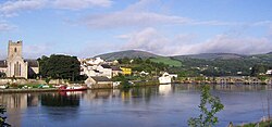 Killaloe on the River Shannon with St Flannan's Cathedral on the left