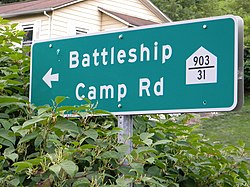 Community sign, Battleship, West Virginia