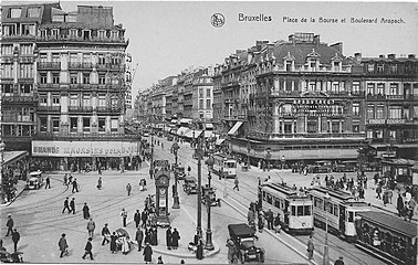 The Place de la Bourse/Beursplein and the Boulevard Anspach in the 1920s
