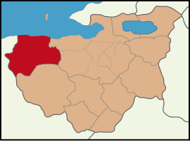 Map showing Karacabey District in Bursa Province