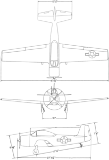 3-view line drawing of the Fairchild XNQ