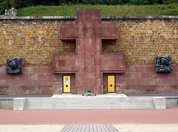 The Cross of Lorraine at the entrance to the Mont-Valerien crypt.