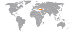 Map indicating locations of Singapore and Turkey