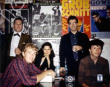 10,000 Maniacs c. 1987: Left to right: Rob Buck, Steve Gustafson, Natalie Merchant, Dennis Drew, and Jerry Augustyniak