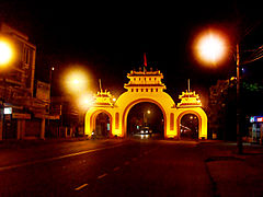 Welcome gate in the form of Tam quan in Rạch Giá city