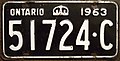 This 1963 Ontario commercial license plate was the first quarterly plate. It expired in March 1964 and until dated March quarterly plates appeared in March 1967 this plate when issued in December 1963 was used as a quarterly commercial plate.