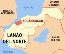Map of Lanao del Norte with Kolambugan highlighted