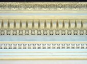 Dentils with egg-and-dart patterns on an entablature at Casino nobile of Villa Torlonia from Rome